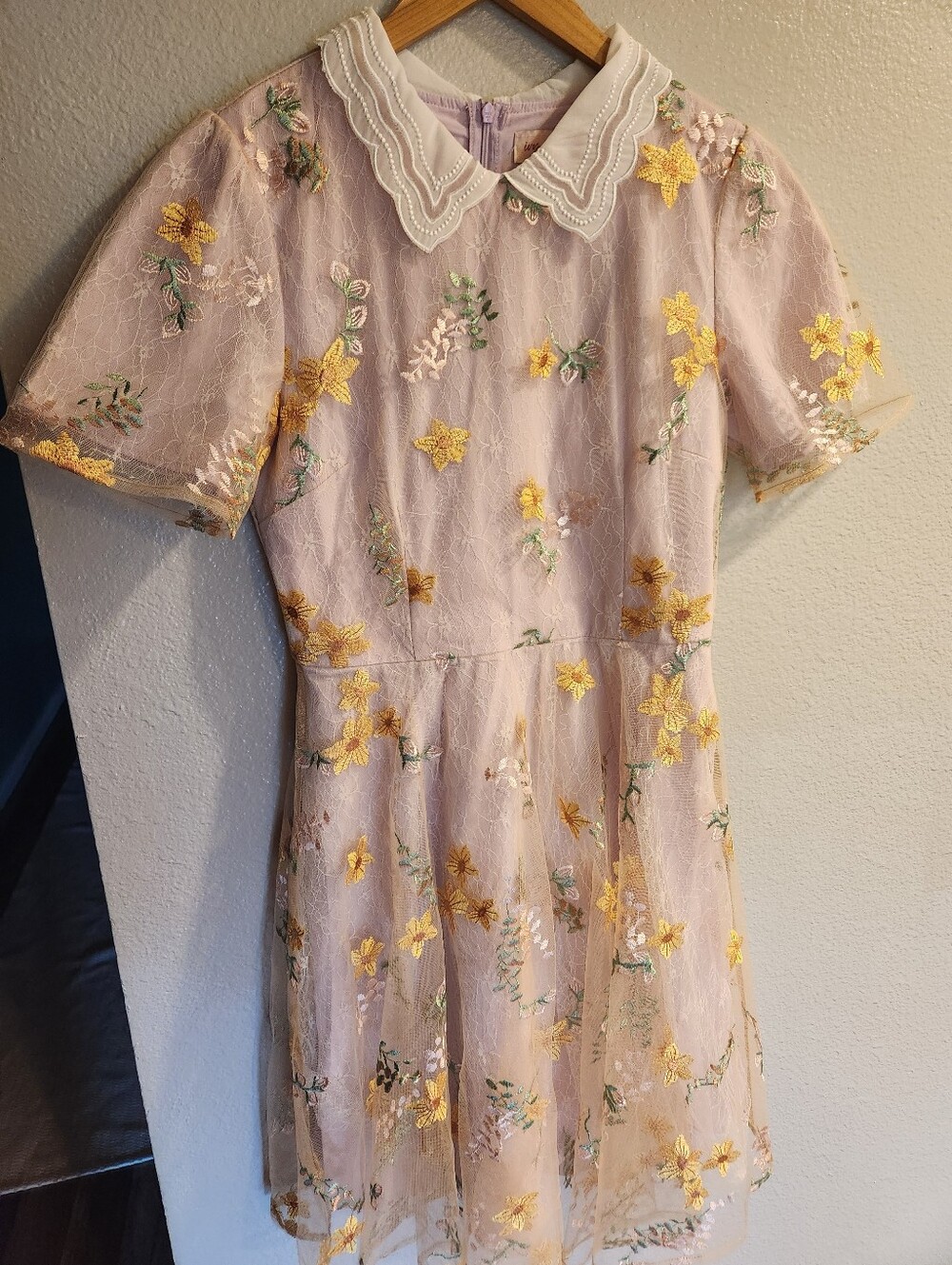 Ivy City Co Penelope Dress Lilac A-Line Knee Length Floral Whimsical Embroidered